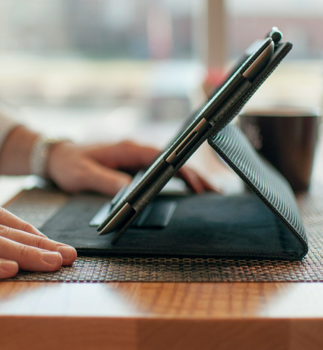 Digital news portal displayed on tablet